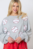 Baseball Towel & Sequins Embroidery Sweatshirt