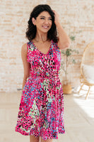 Bless Your Heart V-Neck Dress in Neon Fuchsia