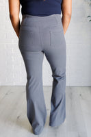 Building Habits Twill Flared Crossover Waist Pant in Titanium