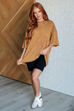 Don't Mind Me Mineral Wash Drop Shoulder Tee in Deep Camel