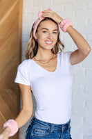 Effortless Days Stretchy Headband & Wristband Set in Heathered Pink