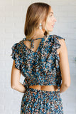 Flutter of Florals V-Neck Crop and Skirt Set