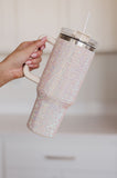 Glam Girl 40 oz Rhinestone Tumbler in White