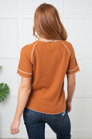 Heartbreaker Waffle Knit Tee in Chestnut