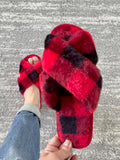 Criss Cross Red Plaid Slippers