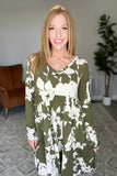 Worthwhile Moment Floral Tiered Dress In Olive