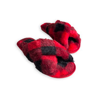 Criss Cross Red Plaid Slippers