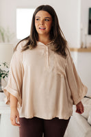 In Your Thoughts Oversized Dolman Sleeve Top in Champagne