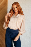 In Your Thoughts Oversized Dolman Sleeve Top in Champagne