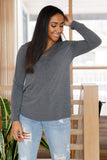 Lacey Long Sleeve V Neck In Gray