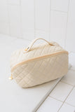 Large Capacity Quilted Makeup Bag in Cream