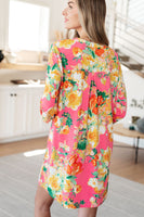 Lizzy Dress in Hot Pink and Yellow Floral