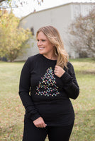 Bright Christmas Tree Long Sleeved Graphic Tee