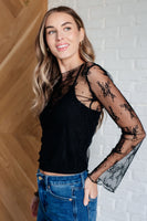 Never Sorry Lace Layering Top in Black