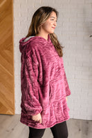 Oversized Velour Blanket Hoodie in Purple