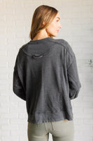 Quick Fix Mineral Wash Crew Neck Pullover in Black