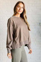 Quick Fix Mineral Wash Crew Neck Pullover in Mocha