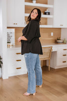 Storied Moments Draped Peplum Top in Black