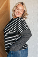 Super Clever Patchwork Striped Top in Black