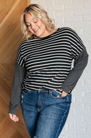 Super Clever Patchwork Striped Top in Black