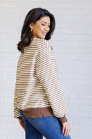 Too Good to be True Striped Drop Shoulder Top in Brown