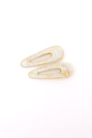 2 Pack Teardrop Hair Clip in Gold Shell