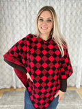 Cozy Plaid Poncho in Red