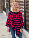 Cozy Plaid Poncho in Red