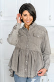 Earl Grey Button Up Long Sleeve Top