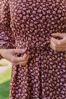 Flow With The Times Floral Midi Dress In Brown