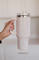 Glam Girl 40 oz Rhinestone Tumbler in White