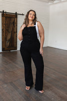 Imogene Control Top Retro Flare Overalls in Black