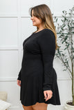 Long Sleeve Button Down Dress In Black