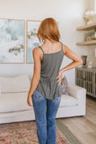 Never Not Loving V-Neck Cami in Gray Green