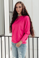 Lovely Ladder V Neck Top in Pink