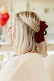 Velvet Bow Clip Set in Burgundy and Black