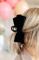 Velvet Bow Clip Set in Burgundy and Black