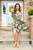 Worthwhile Moment Floral Tiered Dress In Olive